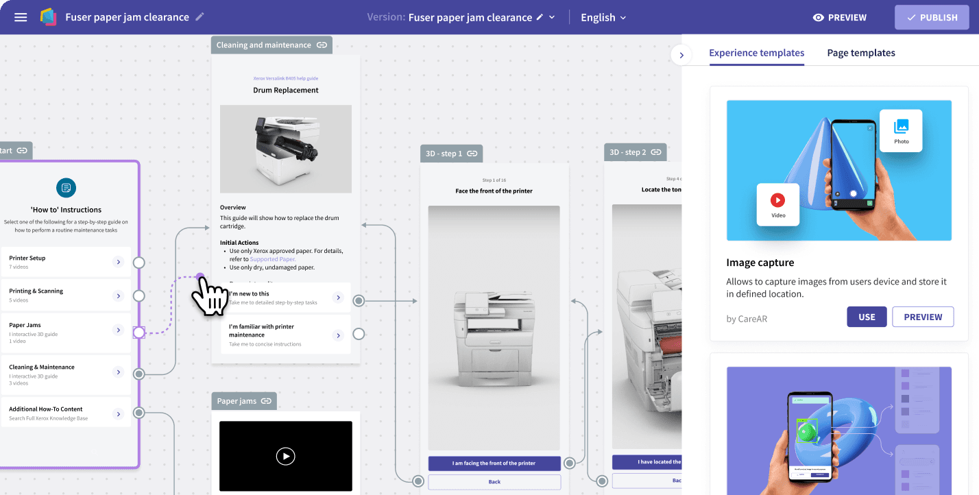 CareAR Experience Builder hover state