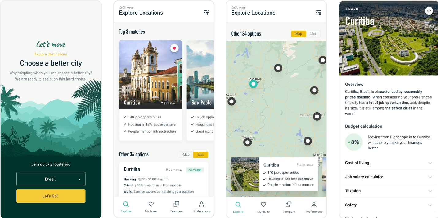 Let's Move city comparison app